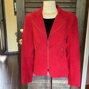 Red Faux Suede Blazer